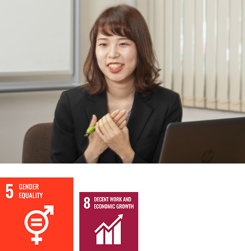 SDGs座談会画像+SDGs5,8